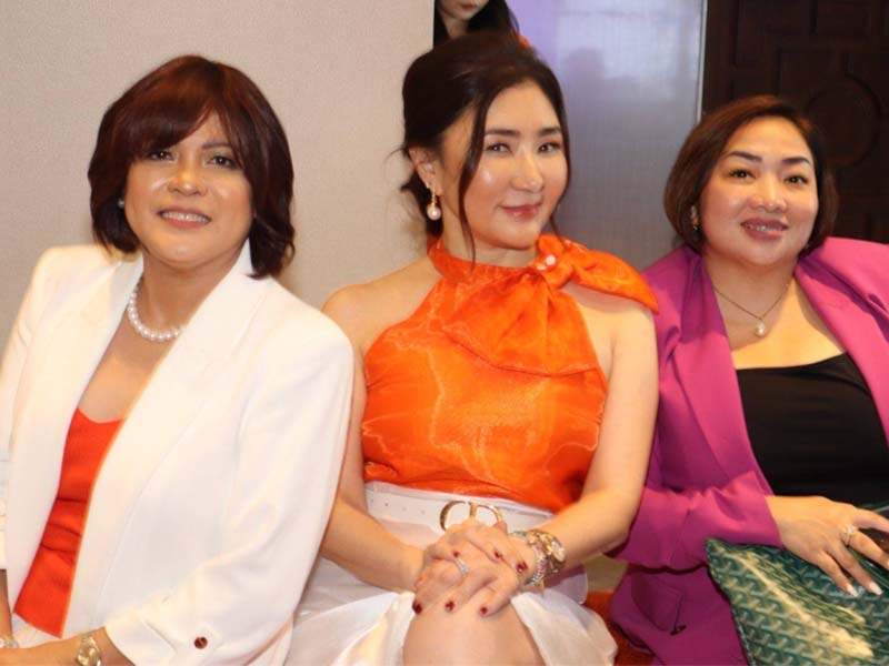 Cookie Nadal of DMark Beauty, Nikki Tang and Mich Syyap of Summit Media